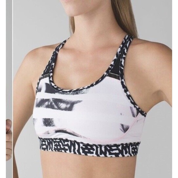 lululemon athletica Other - Lululemon Athletica Sweaty Or Not Bra Sunset Stripe Blush Size 4 Strappy Back